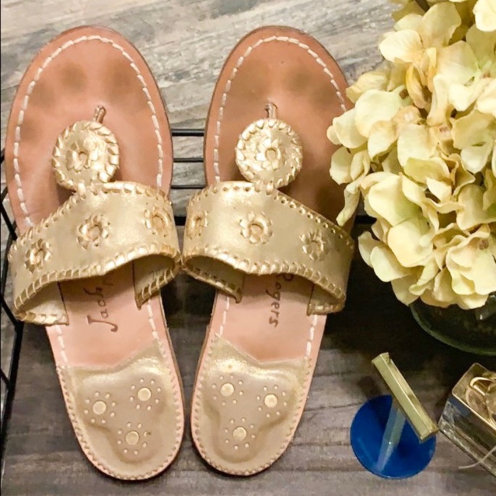 Jack Rogers Metallic gold shimmer sandals size 7